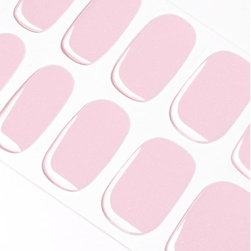 DANNI & TONI Semi Cured Gel Nail Strips (Sweet Pink) Gel Nail Wraps Solid Color 28 Stickers - Image 3